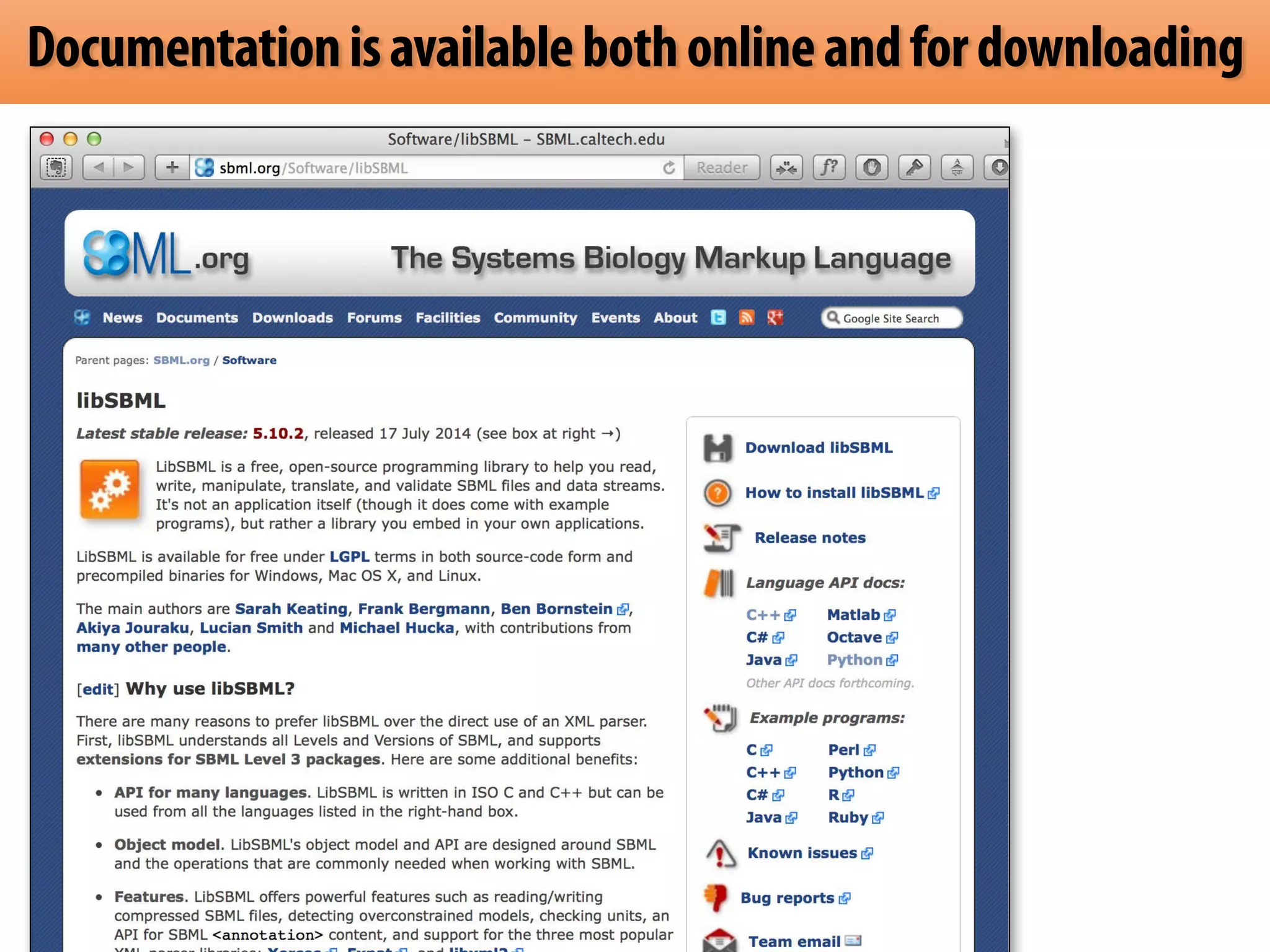 Documentation is available both online and for downloading 
 