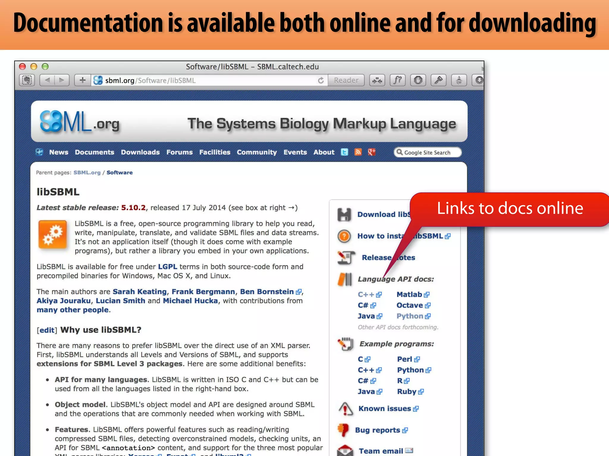 Documentation is available both online and for downloading 
Links to docs online 
 