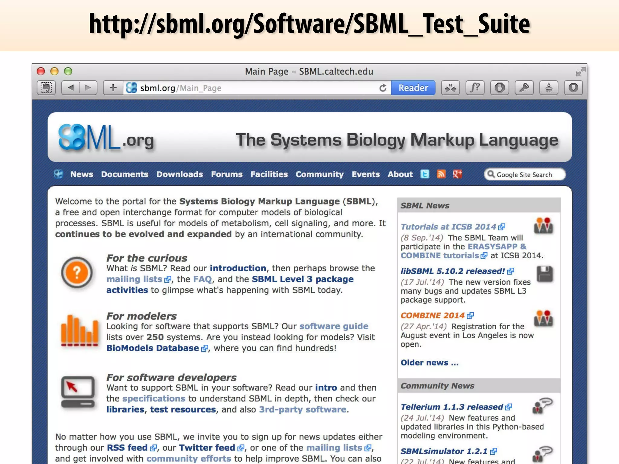 http://sbml.org/Software/SBML_Test_Suite 
 