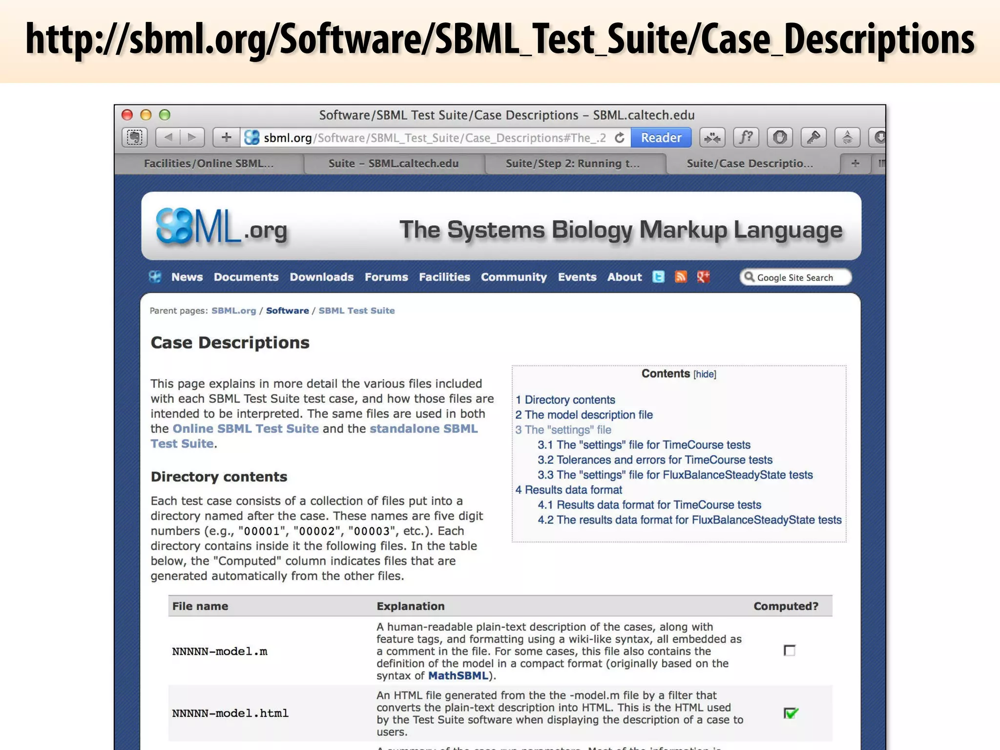 http://sbml.org/Software/SBML_Test_Suite/Case_Descriptions 
 