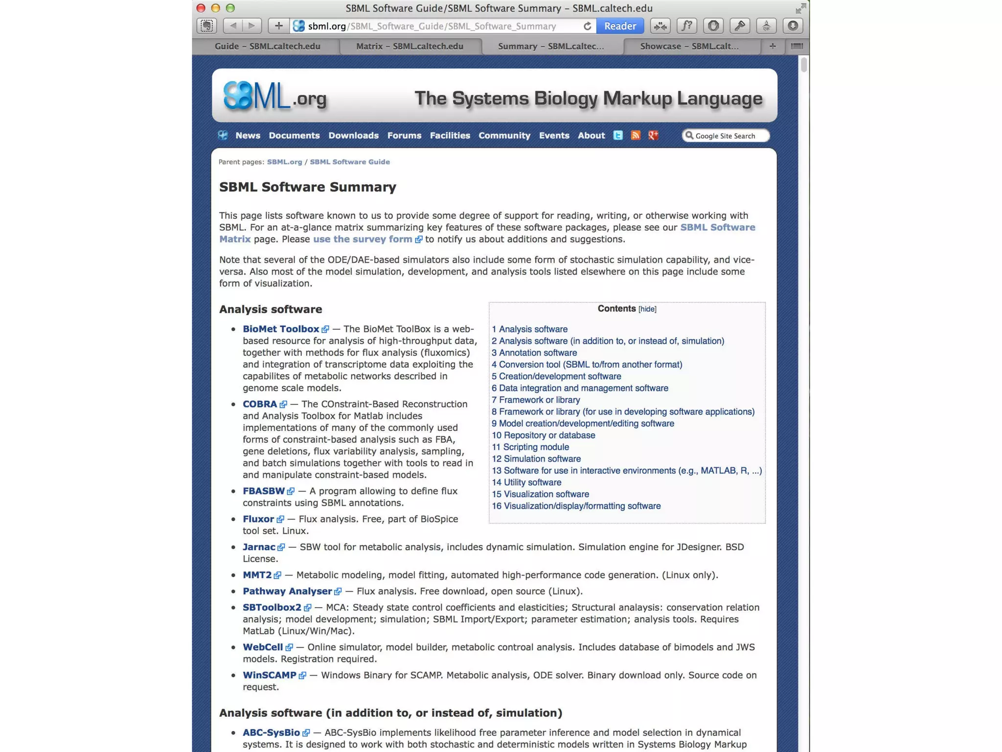 Some SBML-related resources at SBML.org