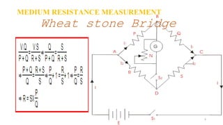 MEDIUM RESISTANCE MEASUREMENT
Wheat stone Bridge
4