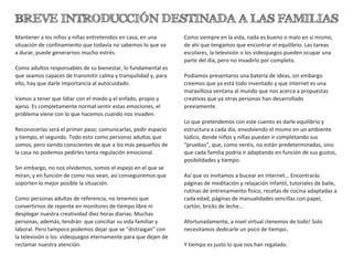 BREVE INTRODUCCIÓN DESTINADA A LAS FAMILIAS
 