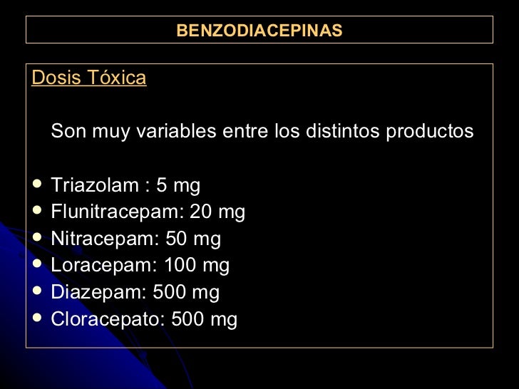 Dosis Toxica Y Letal De Diazepam