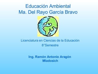 Educación Ambiental Ma. Del Rayo García Bravo Licenciatura en Ciencias de la Educación 8°Semestre Ing. Ramón Antonio Aragón  Mladosich 