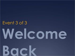 Welcome Back Event 3 of 3 