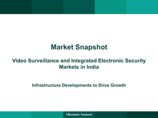 Market Snapshot
Video Surveillance and Integrated Electronic Security
Markets in India
Infrastructure Developments to Drive Growth
 
