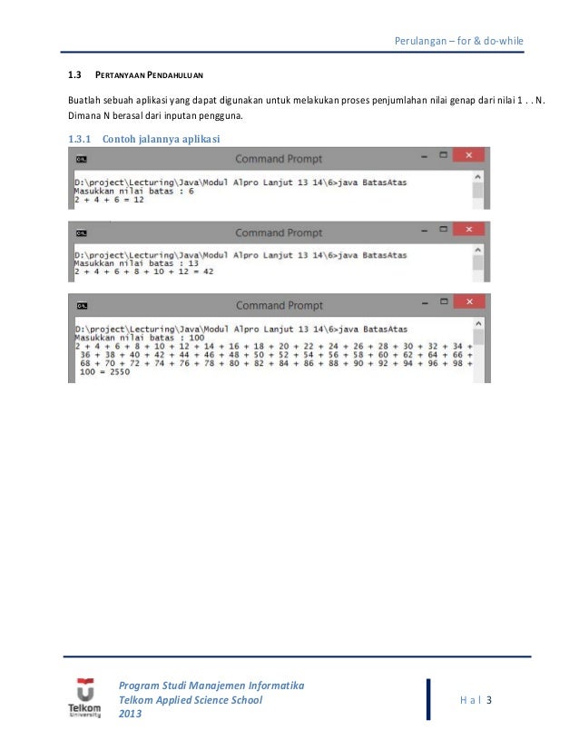 Mi1274 alpro lanjut 6 - perulangan - 2 - for, do-while