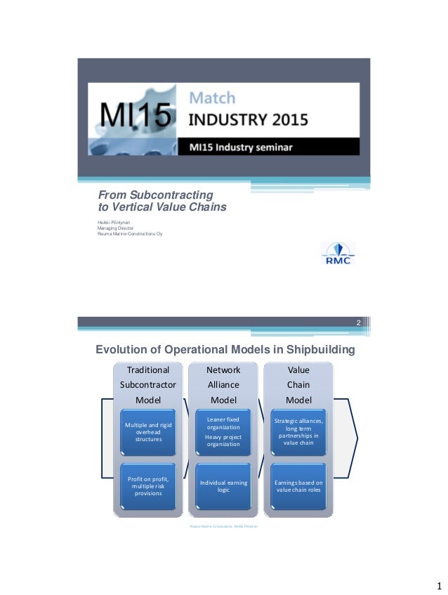 From Subcontracting to Vertical Value Chains