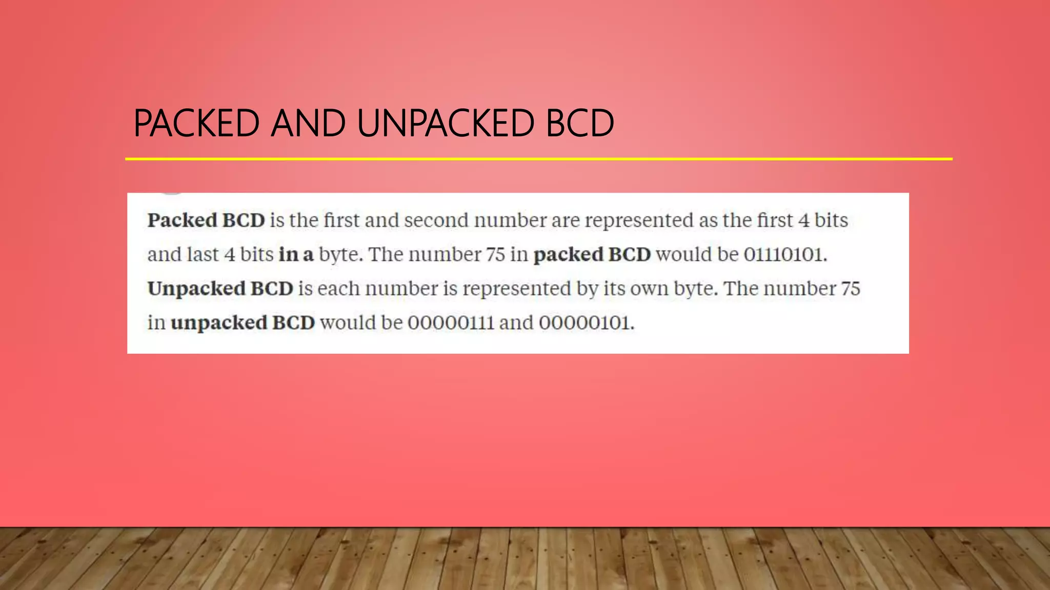PACKED AND UNPACKED BCD