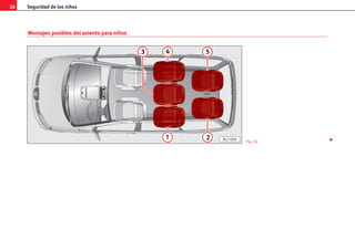 26 Seguridad de los niños
Montajes posibles del asiento para niños

1
4 5
2
3
AL2-000
Fig. 24
 