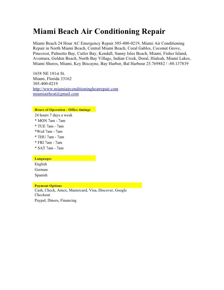 Miami beach air conditioning repair