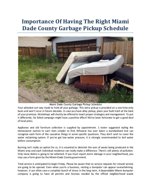 Miami Dade County Garbage Pickup Schedule