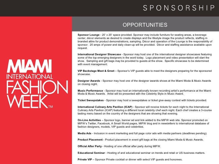 Fashion Show Sponsorship Packages Fashion Show Sponsorship Packages