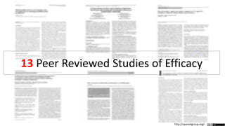 13 Peer Reviewed Studies of Efficacy
http://openedgroup.org/
 