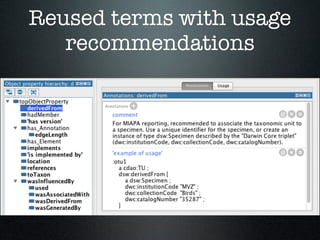 Reused terms with usage
recommendations
 