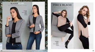 BLAZER GLAM
A R T I C U L O P R E M I U M M I A S T O R E
Blazer
BomberLabrado//
Melange
S,M,L,XL
Cod.64537
S/.119.90
PINK & BLACK
Chompa
Angora//
Negroc/PaloRosa
S,M,L,XL
Cod.95766
S/.69.90
C H O M P A E N A N G O R A
C O N D E T A L L E S D E C I E R R E S M E T Á L I C O S
C O M B I N A C I Ó N P E R F E C T A
5150
 