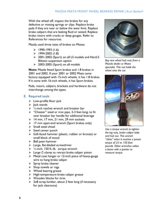 Mazda Miata Front Wheel Bearing Repair PDF