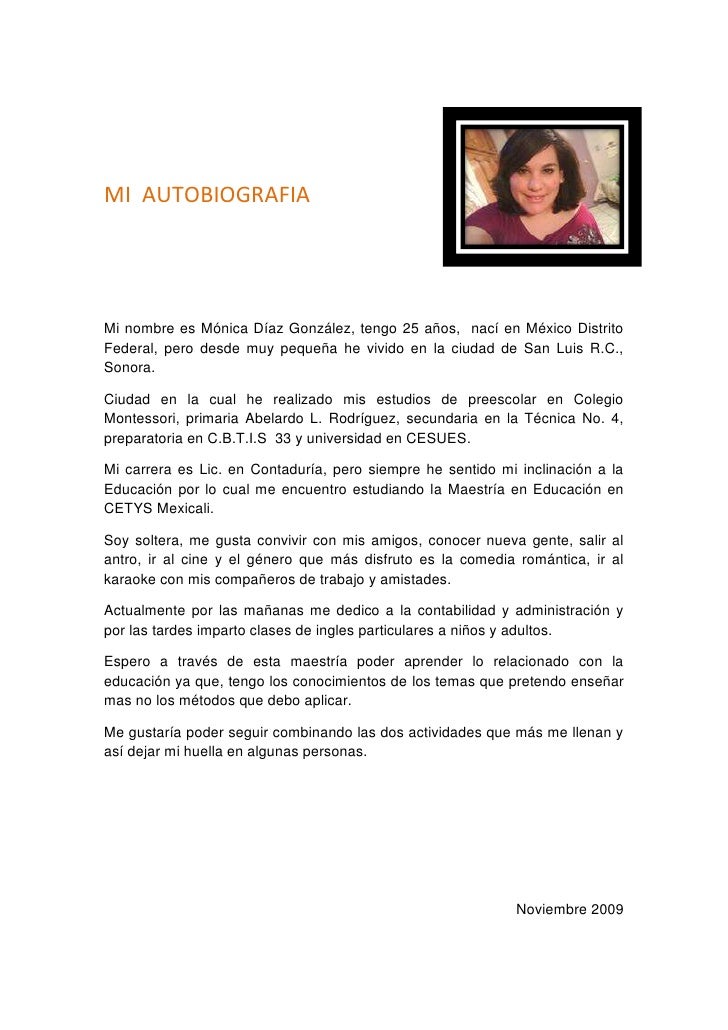Mi Autobiografia para el Blogg