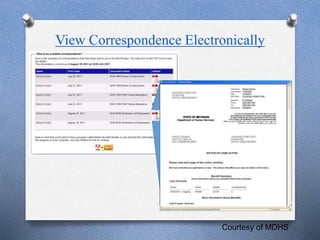 View Correspondence Electronically
Courtesy of MDHS
 