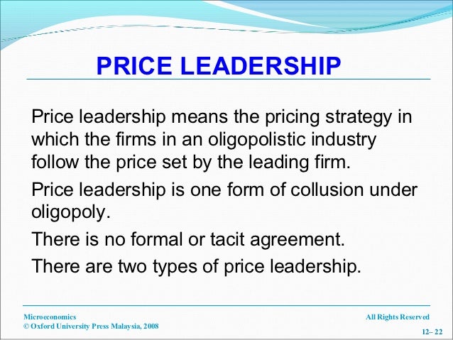 mic 12 price leadership is a form of