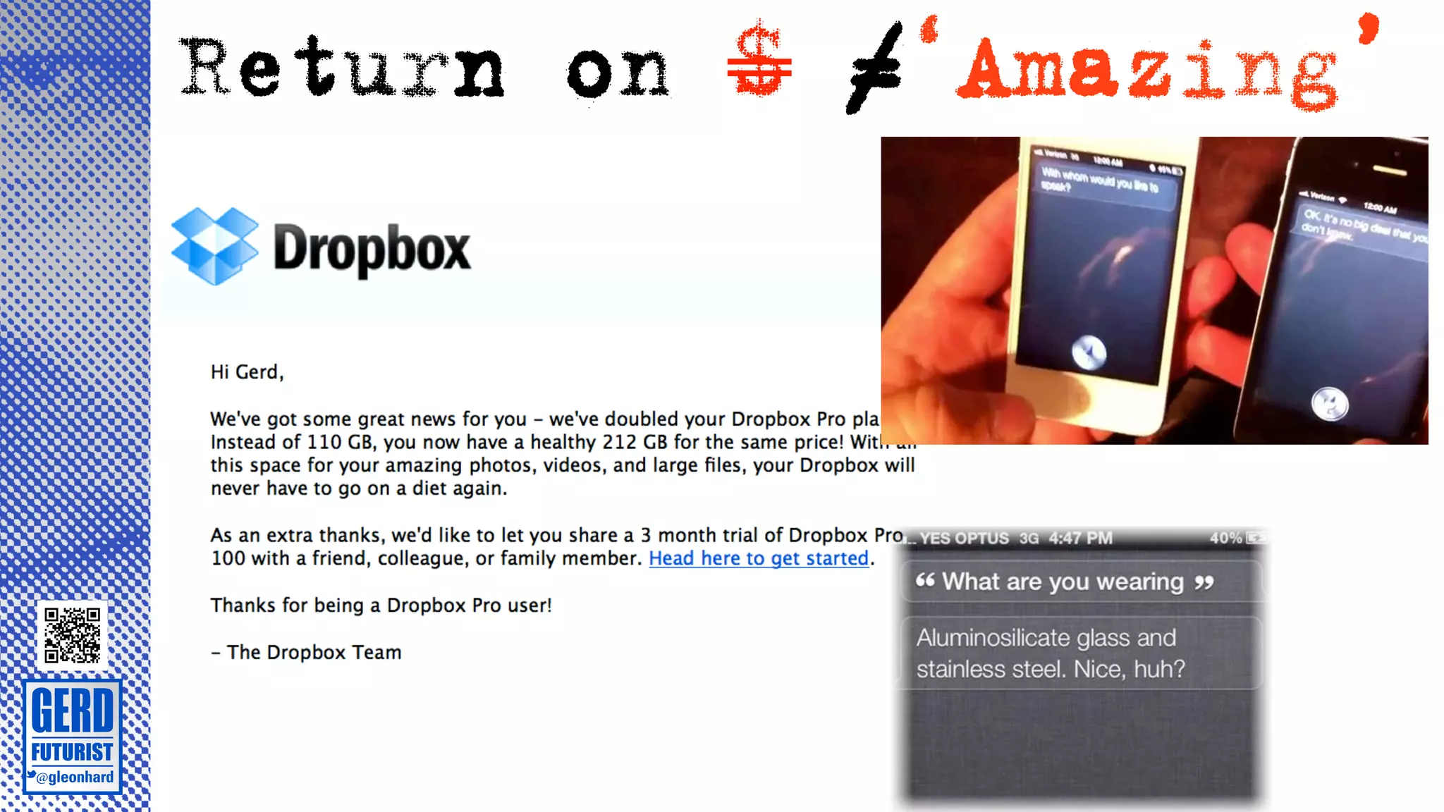 Return on $ ≠‘Amazing’
 