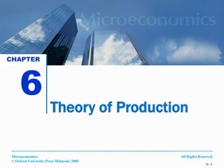 CHAPTER




     6
                        Theory of Production

 Microeconomics                             All Rights Reserved
 © Oxford University Press Malaysia, 2008
                                                           6– 1
 