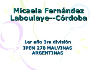 Micaela Fernández Laboulaye--Córdoba 1er año 3ra división IPEM 278 MALVINAS ARGENTINAS 