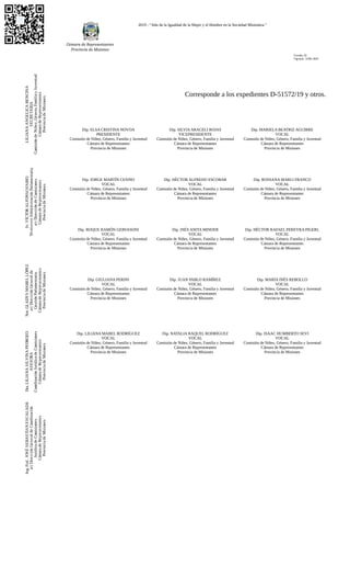 2019 - “Año de la Igualdad de la Mujer y el Hombre en la Sociedad Misionera.”
Corresponde a los expedientes D-51572/19 y o...