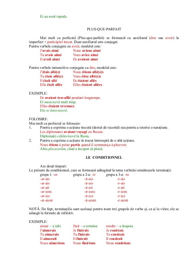 Terminatiile verbelor in franceza