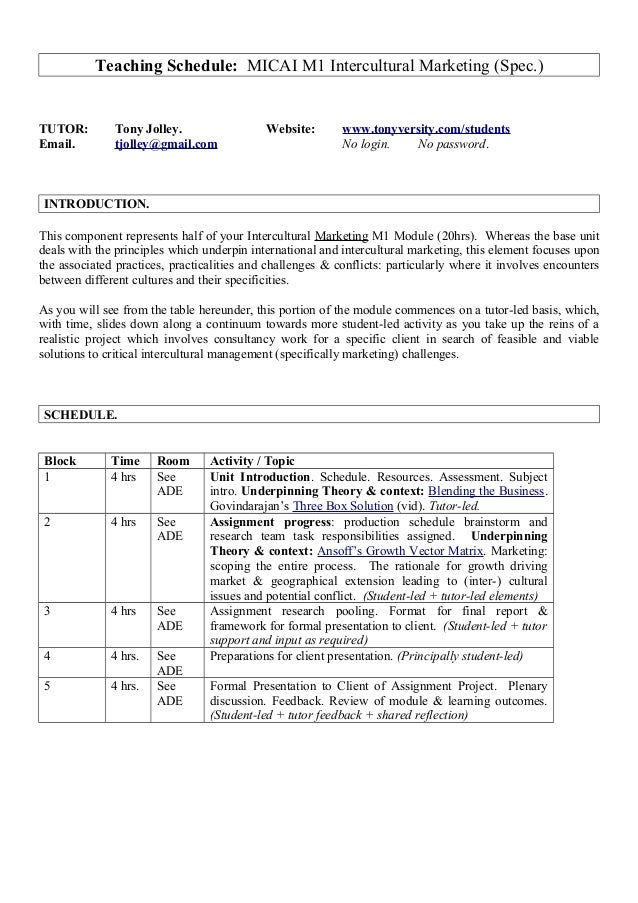 assignment schedule