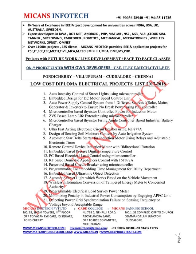 Micans infotech diploma_electrical_title_list_2017-18 | PDF