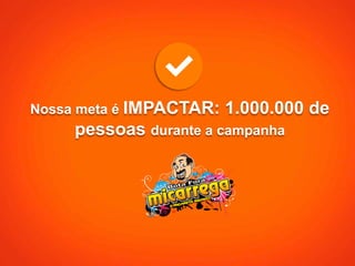 Nossa meta é IMPACTAR: 1.000.000 de
pessoas durante a campanha
 