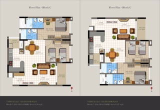 Floor Plan - Block C Floor Plan - Block C
TYPICAL 2nd - 12th FLOOR PLAN
Block C: 203-1203 (2 BHK) Area 1130 sq.ft.
TYPICAL 2nd - 12th FLOOR PLAN
Block C: 204-1204 (2 BHK) Area 1127 sq.ft.
 