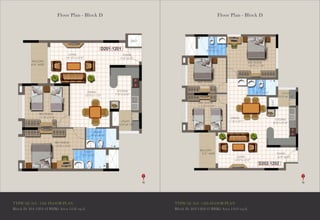 Floor Plan - Block D
TYPICAL 3rd - 12th FLOOR PLAN
Block D: 201-1201 (2 BHK) Area 1136 sq.ft.
Floor Plan - Block D
TYPICAL 3rd - 12th FLOOR PLAN
Block D: 202-1202 (3 BHK) Area 1419 sq.ft.
 