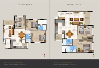 TYPICAL 2nd - 12th FLOOR PLAN
Block D: 203-1203 (3 BHK) Area 1411 sq.ft.
Floor Plan - Block D Floor Plan - Block D
TYPICAL 2nd - 12th FLOOR PLAN
Block D: 204-1204 (2 BHK) Area 1135 sq.ft.
 