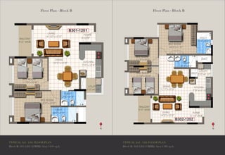 Floor Plan - Block B
TYPICAL 3rd - 12th FLOOR PLAN
Block B: 301-1201 (2 BHK) Area 1100 sq.ft.
Floor Plan - Block B
TYPICAL 2nd - 12th FLOOR PLAN
Block B: 302-1202 (3 BHK) Area 1386 sq.ft.
 