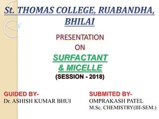 OMPRAKASH PATEL
M.Sc. CHEMISTRY(III-SEM.)
Dr. ASHISH KUMAR BHUI
 