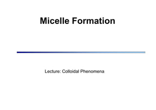 Micelle Formation
Lecture: Colloidal Phenomena
 