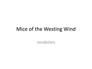 Mice of the Westing Wind
vocabulary
 