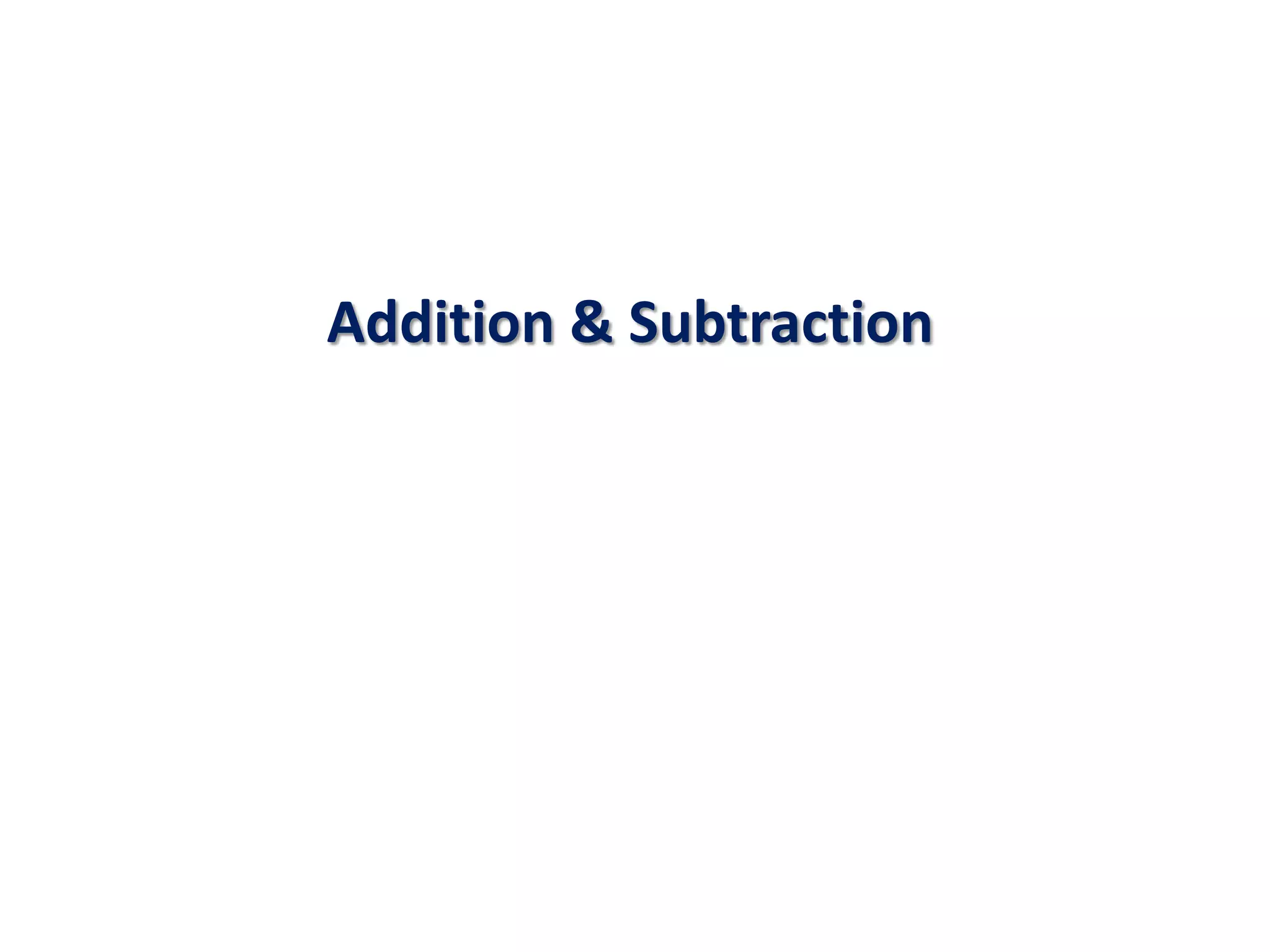Addition & Subtraction
 
