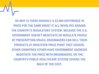 SO WHY IS THERE ROUGHLY A $2,000 DIFFERENCE IN
PRICE FOR THE SAME DRUG? IT ALL REVOLVES AROUND
THE COUNTRY’S REGULATORY SY...