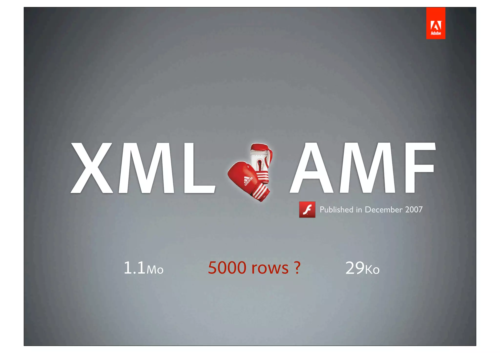 XML AMF                Published in December 2007




 1.1Mo   5000 rows ?         29Ko
 