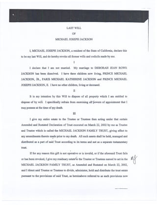 Revocation Jackson Last Will Of Michael Joseph Jackson | PDF