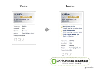 @ContentVerve 
Control: Treatment: 
29.73% increase in purchases 
Sta$s$cal(Confidence(Level(98% 
 