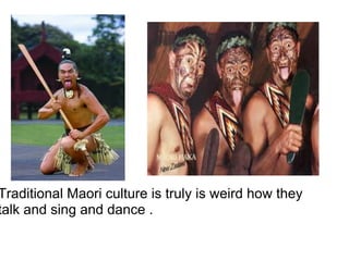 Traditional Maori culture is truly is weird how they
talk and sing and dance .