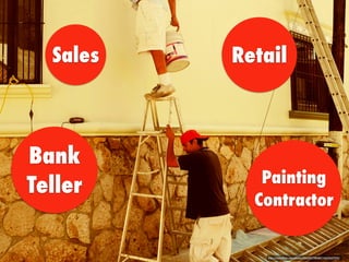 Retail
Bank
Teller Painting
Contractor
Sales
https://www.ﬂickr.com/photos/28430977@N07/14625657953/
 