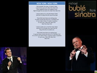NEW YORK  NEW YORK Start spreadin' the news, I'm leavin' today  I want to be a part of it, New York, New York  These vagabond shoes are longing to stray  Right through the very heart of it, New York, New York  I wanna wake up in a city that doesn't sleep  And find I'm king of the hill, top of the heap  These little town blues are melting away  I'll make a brand new start of it, in old New York  If I can make it there, I'll make it anywhere  It's up to you , New York, New York  New York, New York  I want to wake up in a city that never sleeps  And find I'm A-number-one, top of the list,  King of the hill, A-number-one  These little town blues are melting away  I'm gonna make a brand new start of it in old New York  A-a-a-nd if I can make it there, I'm gonna make it anywhere  It's up to you,  New York, New York  New York 