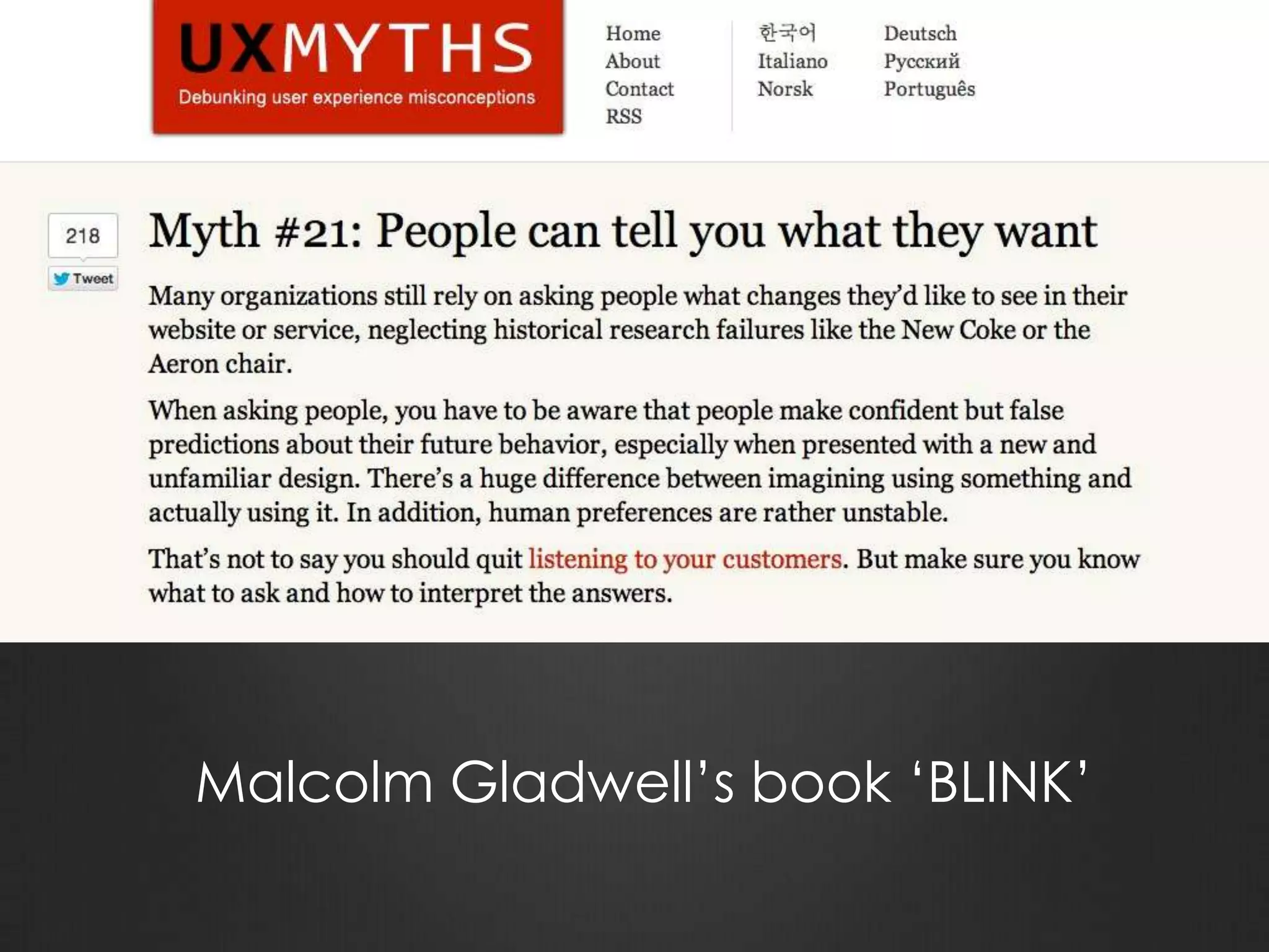 Malcolm Gladwellβs book βBLINKβ