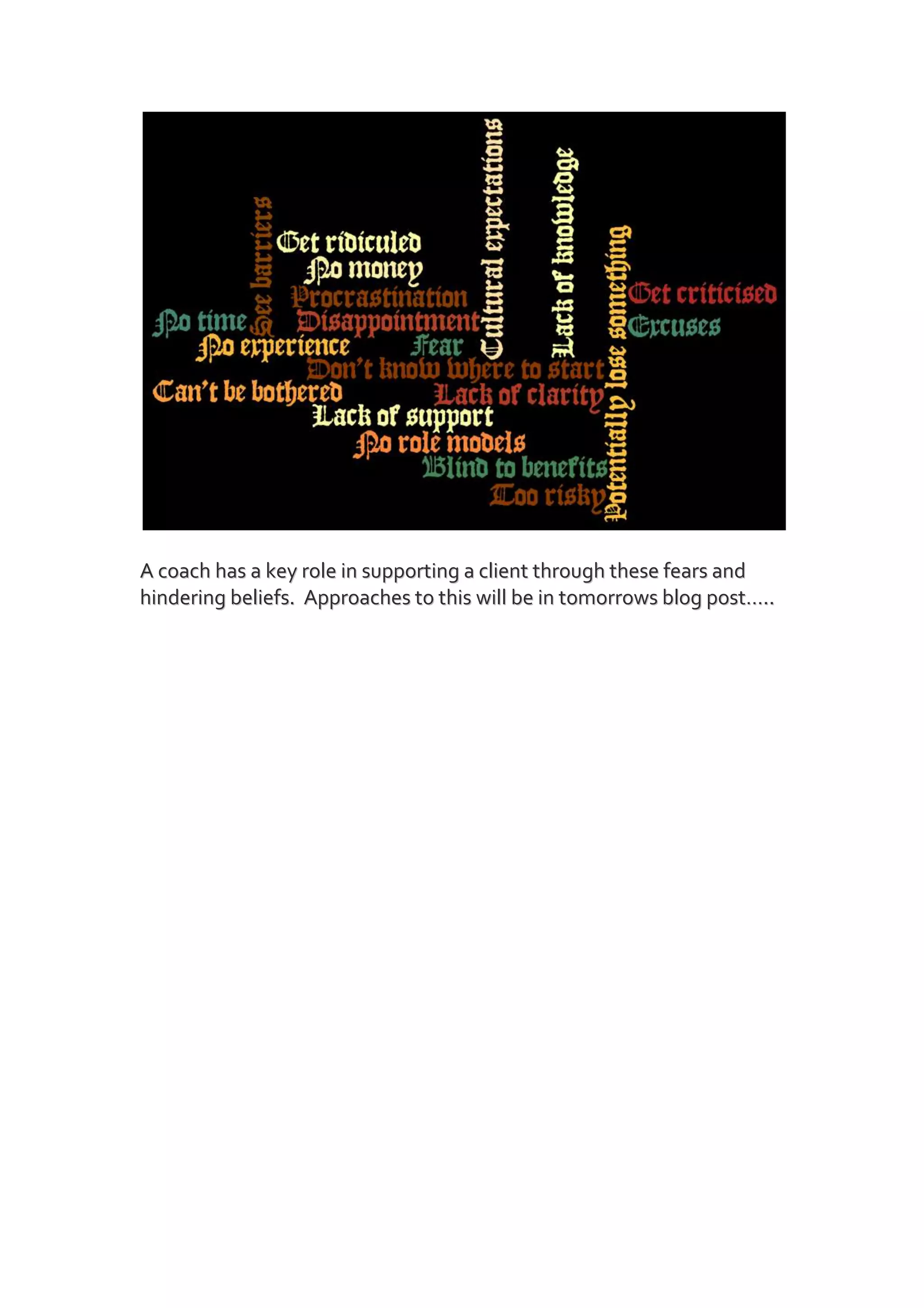 Now what could you possibly do to reach this goal? What else? Who could you possibly involve? How could you possibly get their buy in? How could you possibly communicate with them? What possible assumptions are you making? What possible obstacles are there? What are the possible ways round?